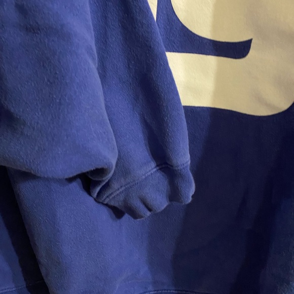 VTG 90s New York Giants Sweater Reebook Sz LRG Logo Blue Cotton Made in Jordan - Picture 7 of 8